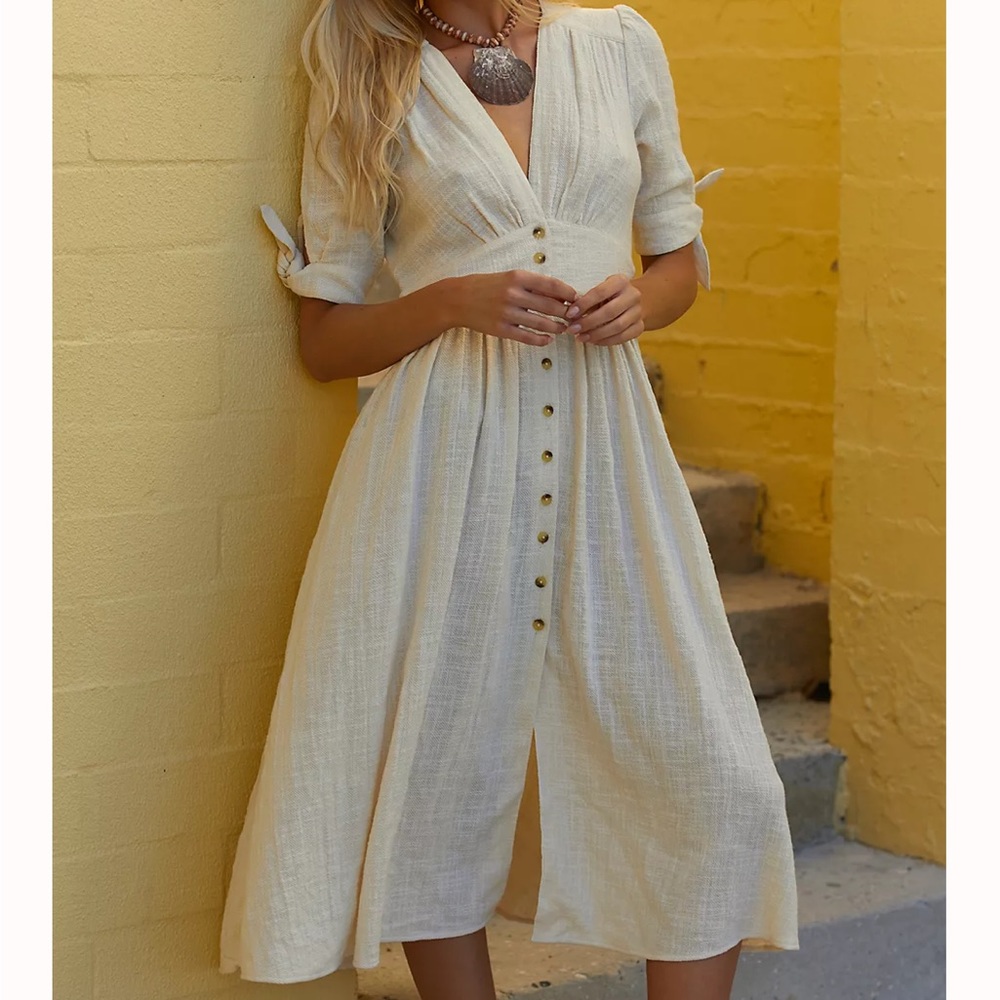 Free people “Love of my Life” midi dress linen